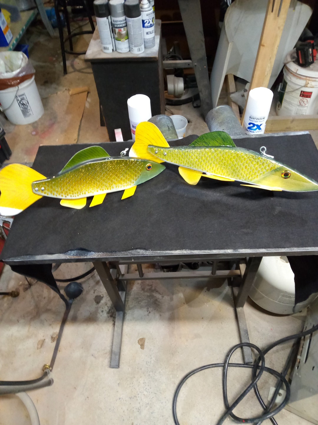 Hand Carved Wooden Fish Spearing Decoys Etsy