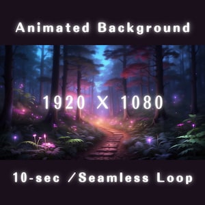 Foresta magica con sfondo animato per lo streaming su OBS, Twitch, YouTube e Zoom | #DigitalArt #Vtuber #Lofi #Loop #Light #Firefly