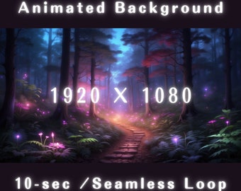 Animated Background Magical Forest for Streaming on OBS, Twitch, YouTube, and Zoom | #DigitalArt #Vtuber #Lofi #Loop #Light #Firefly