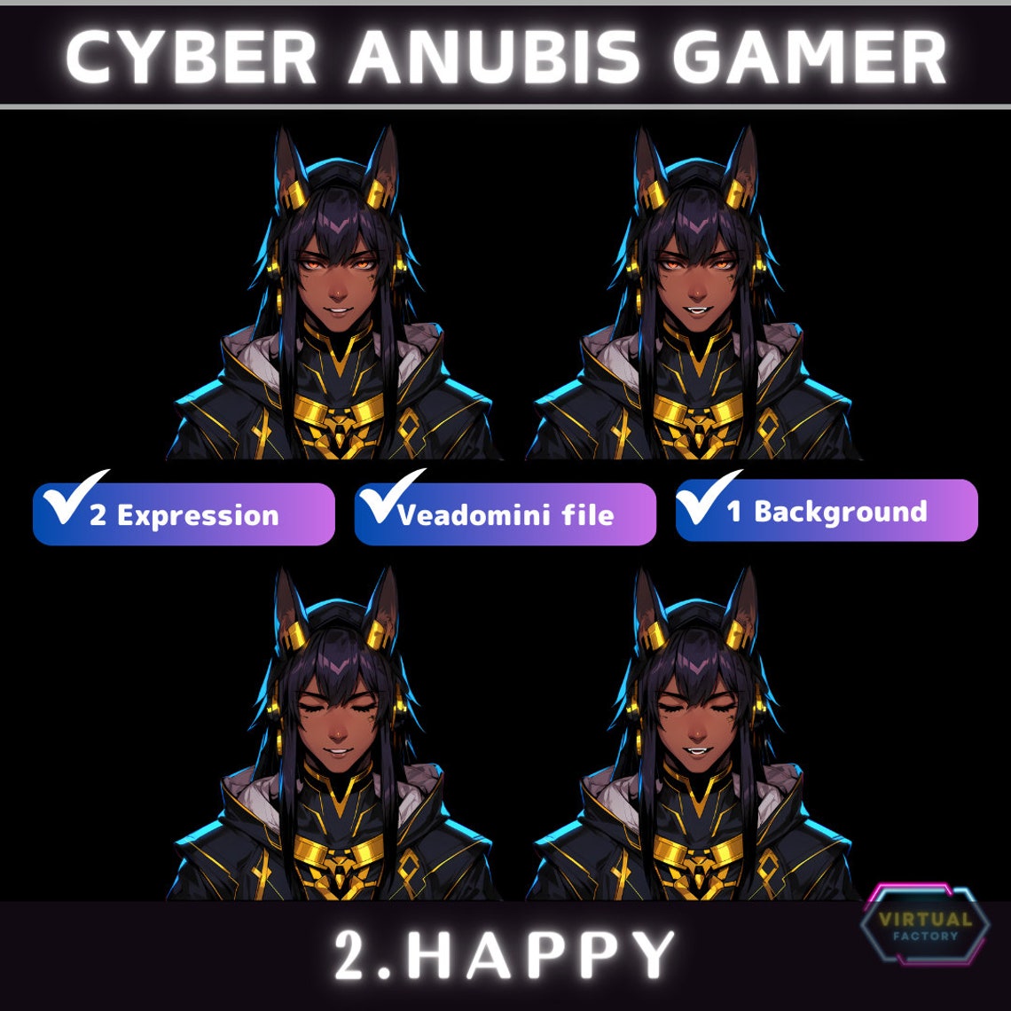 Premade Pngtuber Model Anubis Male Vtuber Model Dog Boy PNG Vtuber ...