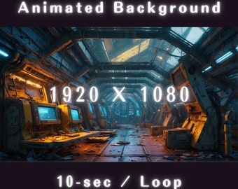 Animated Background Abandoned Space Corridor for Streaming on OBS, Twitch, YouTube, and Zoom | #DigitalArt #Vtuber #Loop #Neon #Cyberpunk