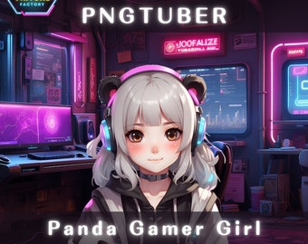 PNGTuber Premade Model Panda Gamer Girl with Animated Background | Twitch | YouTube | Vtuber | Veadotube | Streaming | OBS #cute #panda