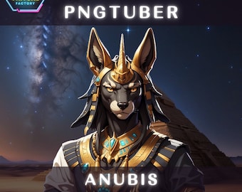 Premade PNGTuber Model Anubis Vtuber Model Male PNG Vtuber Avatar Dog Gaming Stream Asset With Free Animated background