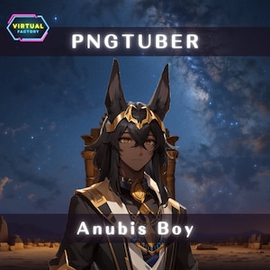 PNGTuber Premade Model Anubis Boy with Animated Background | Twitch | YouTube | Vtuber | Veadotube | Streaming | OBS #male #dog #avatar