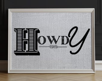 Stampa tipografica "Howdy": decorazione in stile ranch western