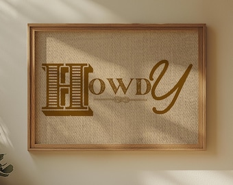 Stampa tipografica "Howdy": decorazione in stile ranch sud-occidentale