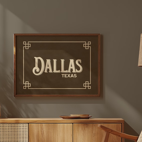 Dallas Texas Vintage Typography Print: City Wall Art Poster