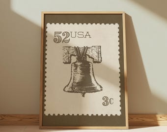 Vintage Liberty Bell Stamp Print: Historic Americana Wall Art