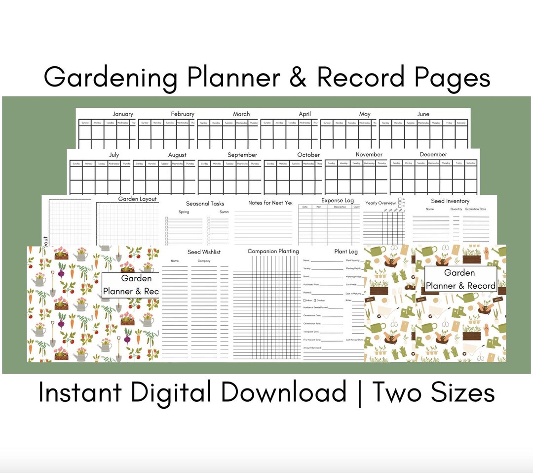 Digital Printable Gardening Planner & Record Pages, Everything You Need ...