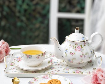 Ceramic coffee cup and saucer | Exquisite ceramic coffee set | Retro ceramic tea set | Afternoon tea set | Tea party tea set | Birthday gift