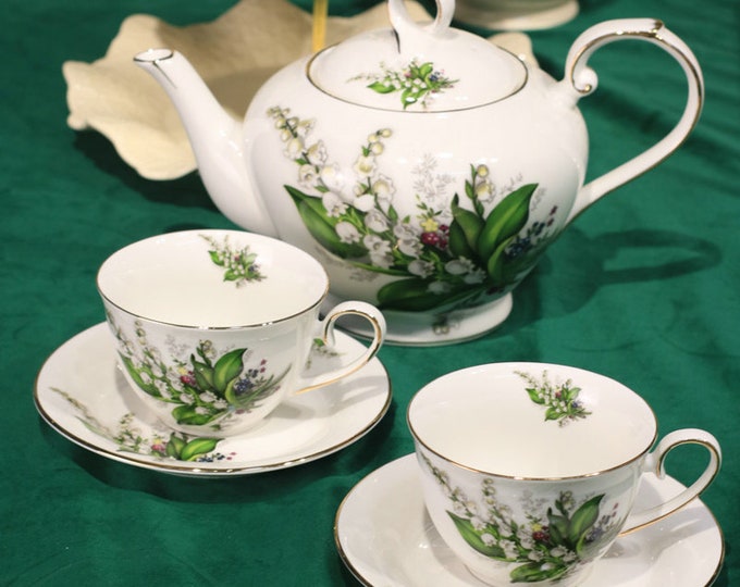 British ceramic coffee set | Creative lily of the valley ceramic tea set | Ceramic coffee cup and saucer | Retro tea set