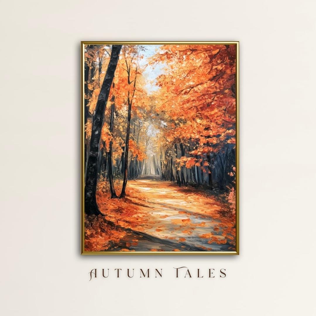 Fall Wall Art Print, Printable Autumn Forest Countryside Landscape ...
