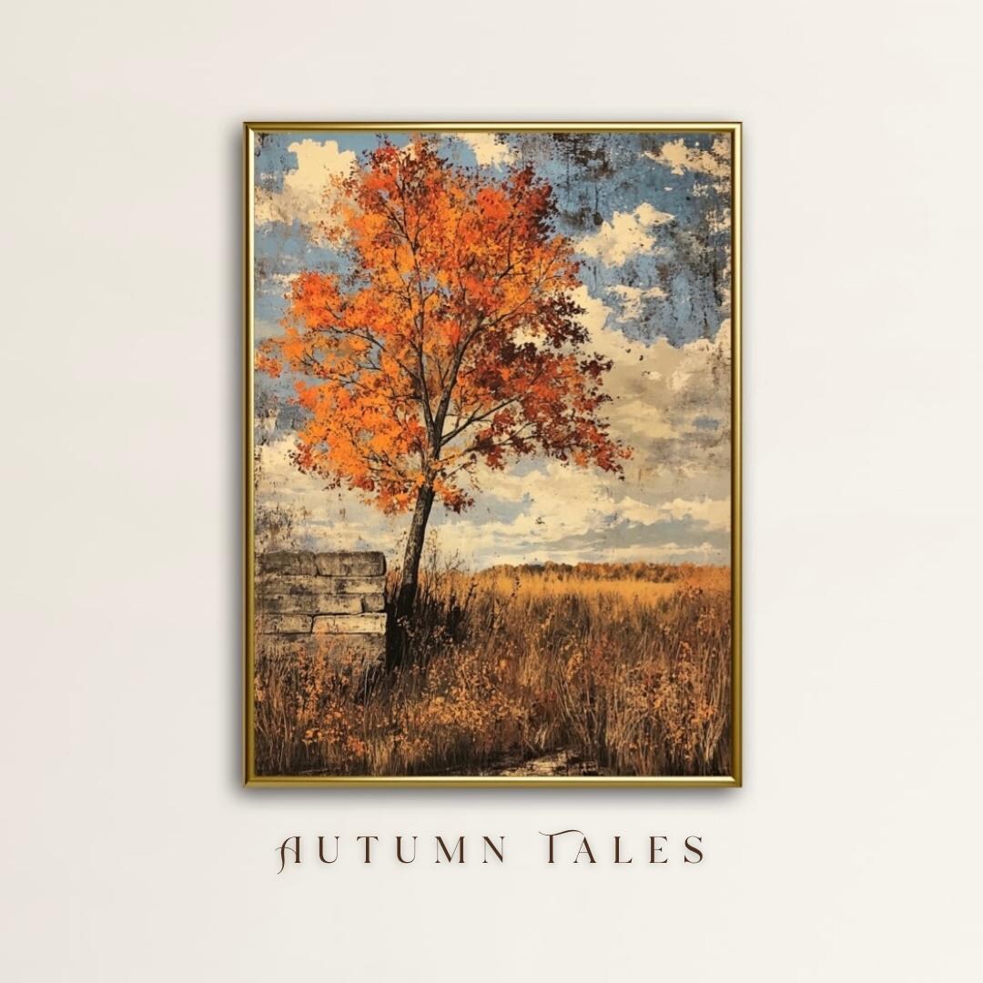 Rustic Vintage Fall Autumn Field Wall Art Print Cozy Fall Home Decore ...