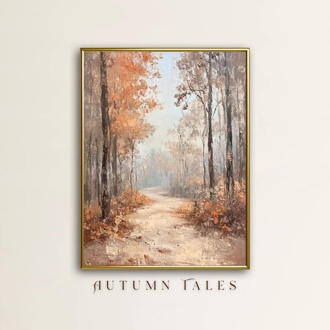 Vintage Rustic Fall Landscape Wall Art Print, Moody Autumn Farmhouse ...