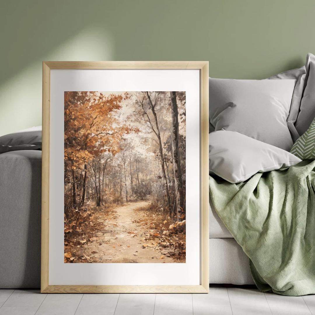 Vintage Fall Wall Art Print Enchanted Moody Forest Landscape Nature ...