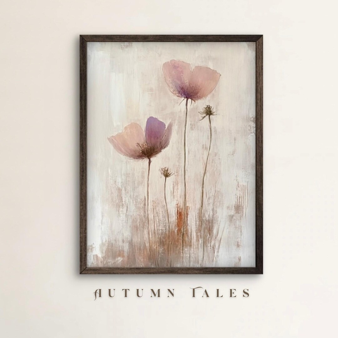 Printable Minimalist Pink Purple Tulip Flowers Wall Art Print Floral ...