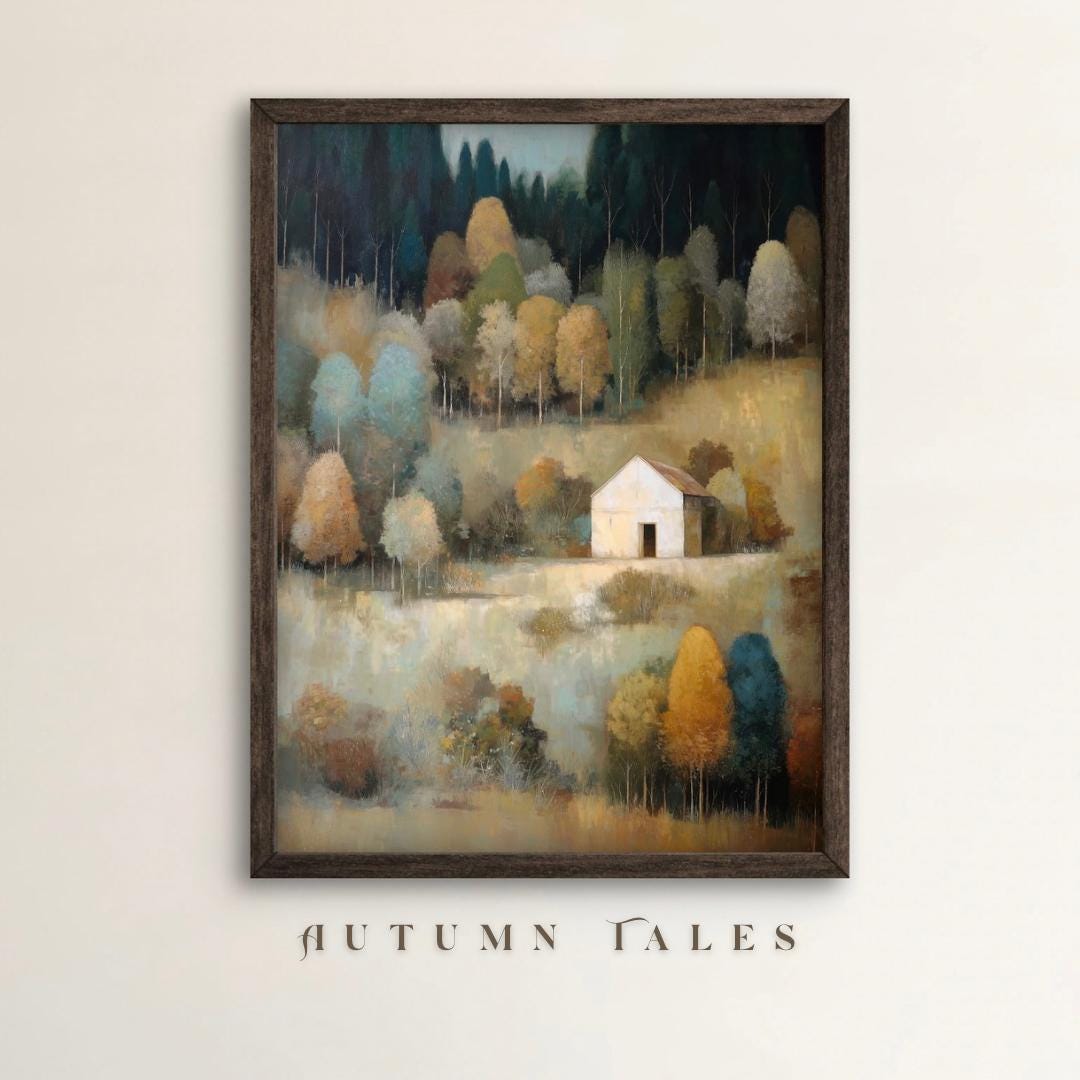 Moody Fall Landscape Wall Art Print Mountain Nature Autumn Forest ...