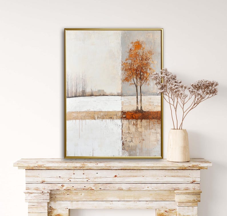 Muted Fall Abstract Modern Fall Wall Art Print | Abstract Contemporary Farmhouse Decor ...