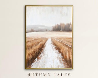 Gemütliche Herbst Ernte Bauernhof Wand Kunst Druck, druckbare Herbst Weizenfeld Stimmungsvolle Landschaft abstrakte Ölgemälde, minimalistische moderne Bauernhaus Kunst