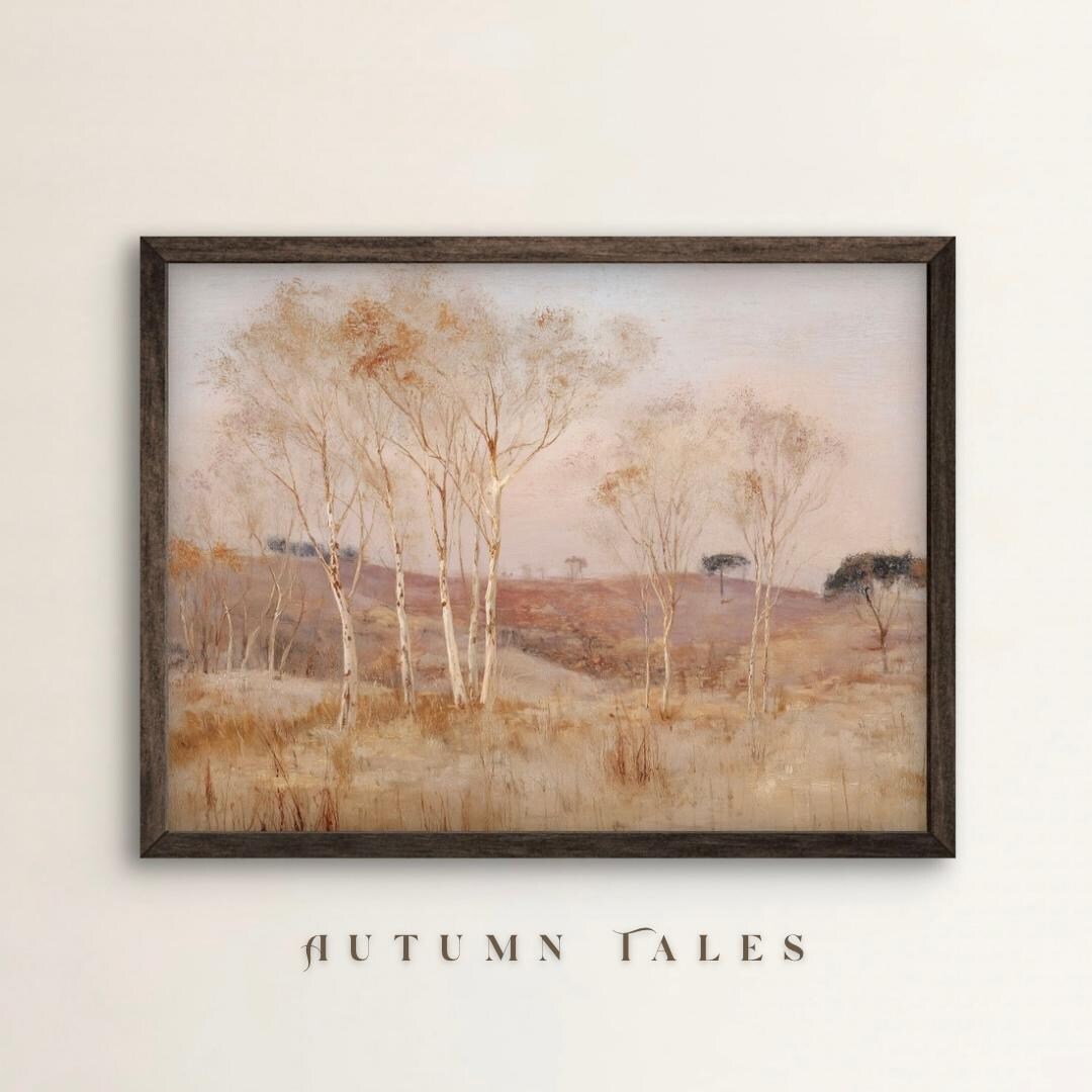 Minimalist Fall Landscape Wall Art Print Nuetral Earrhy Tone Autumn ...
