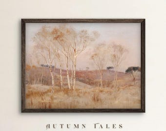 Minimalist Fall Landscape Wall Art Print Nuetral Earrhy Tone Autumn Home Decor Printable Digital Download Serene Nature Landscape Wall Art