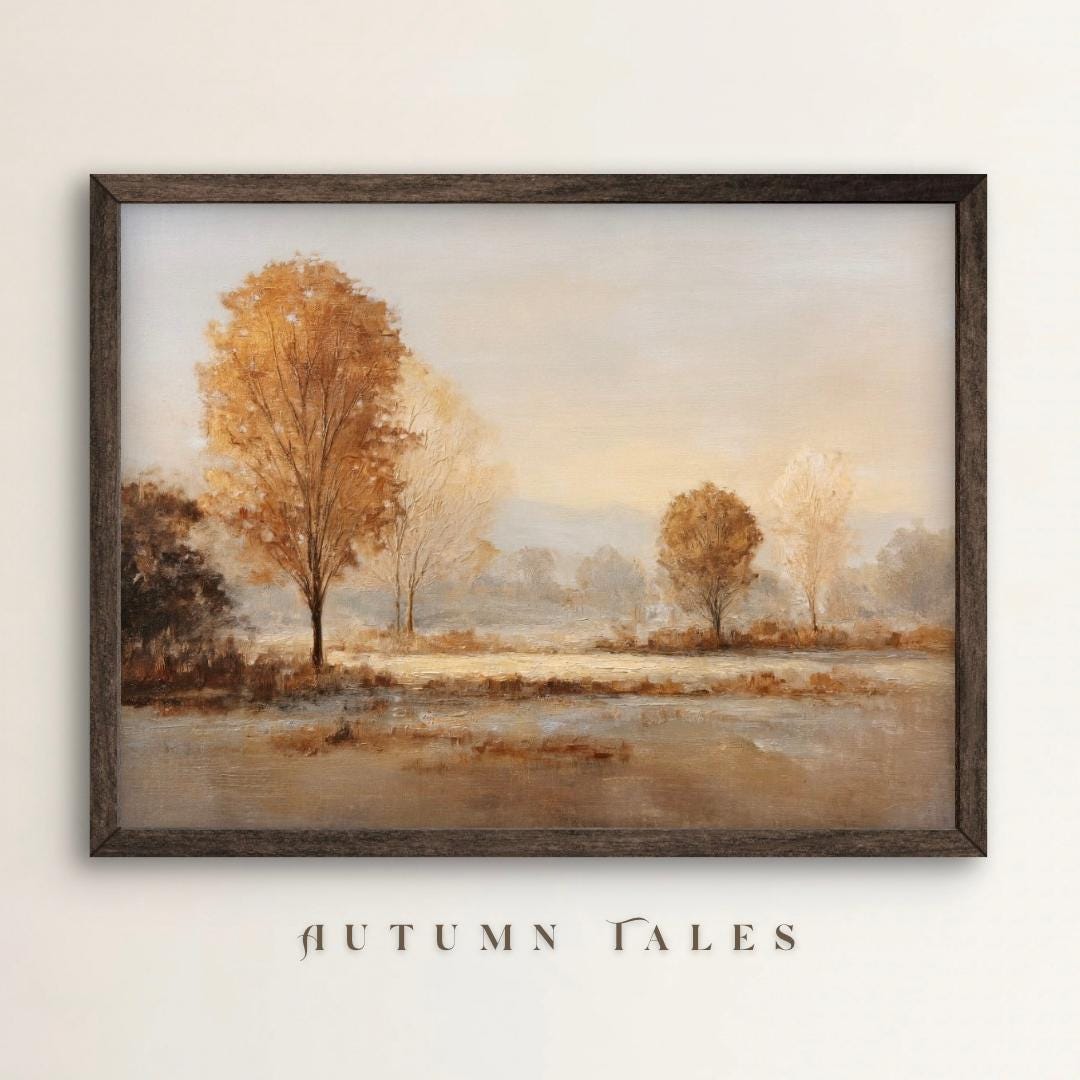 Vintage Fall Autumn Landscape Wall Art Print Earthy Cozy Fall Spring ...