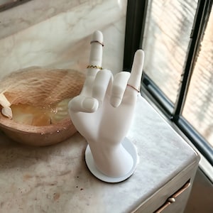 Rock On Ring Holder | Jewelry Organizer | Rock and Roll| Hand Sculpture | Metal Hand | Devil Horns