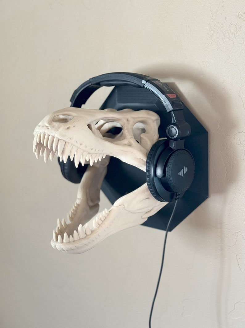 T-Rex Wall Mount Headphone Hanger | Dinosaur Wall Art | Headphone Stand | Gaming Accessories
