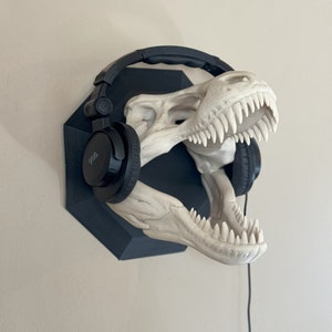 3D Printed T-Rex Headphone Hanger: Dinosaur Wall Art