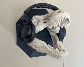 3D Printed T-Rex Headphone Hanger: Dinosaur Wall Art