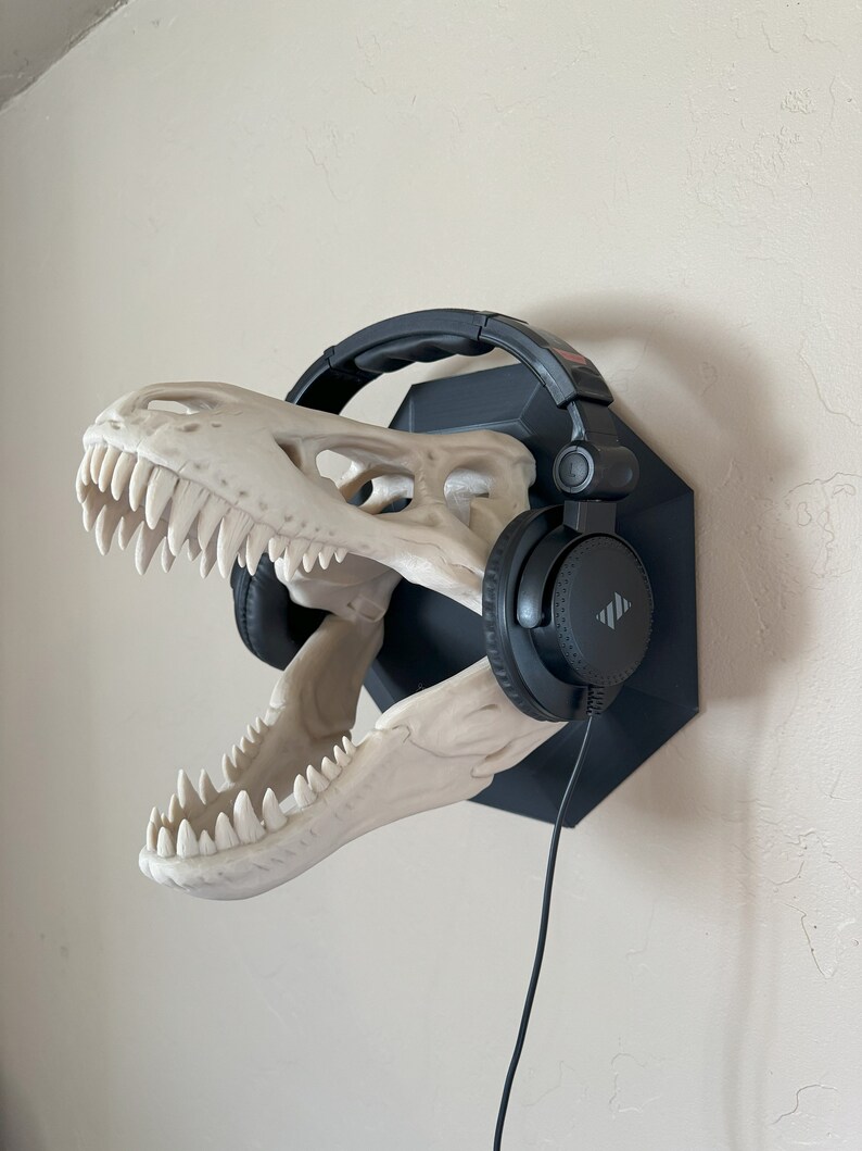 T-Rex Wall Mount Headphone Hanger | Dinosaur Wall Art | Headphone Stand | Gaming Accessories