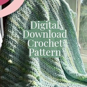 Lil&#39; Sprout Baby Blanket Crochet Pattern | Easy Chenille Baby Afghan with Bobbles & Border | PDF Pattern | Instant Digital Download