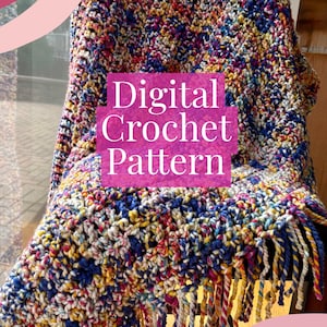 Carried Away Blanket Crochet Pattern – Instant Digital Download | Chunky Throw PDF | Easy / Advanced Beginner Crochet Blanket with Fringe