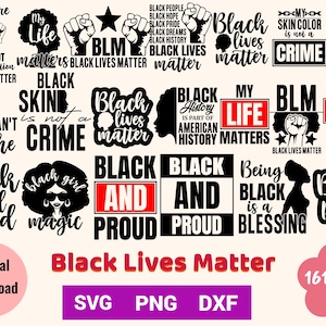 Pacote Black Lives Matter com 162 arquivos PNG SVG DXF, designs gráficos, sublimação, Cricut, impressão sob demanda, camiseta, uso comercial