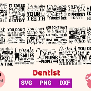 34 pliki Dentist Bundle PNG SVG DXF Projekt graficzny, Sublimacja, Cricut, Druk na żądanie, Koszulka, Wykorzystanie komercyjne