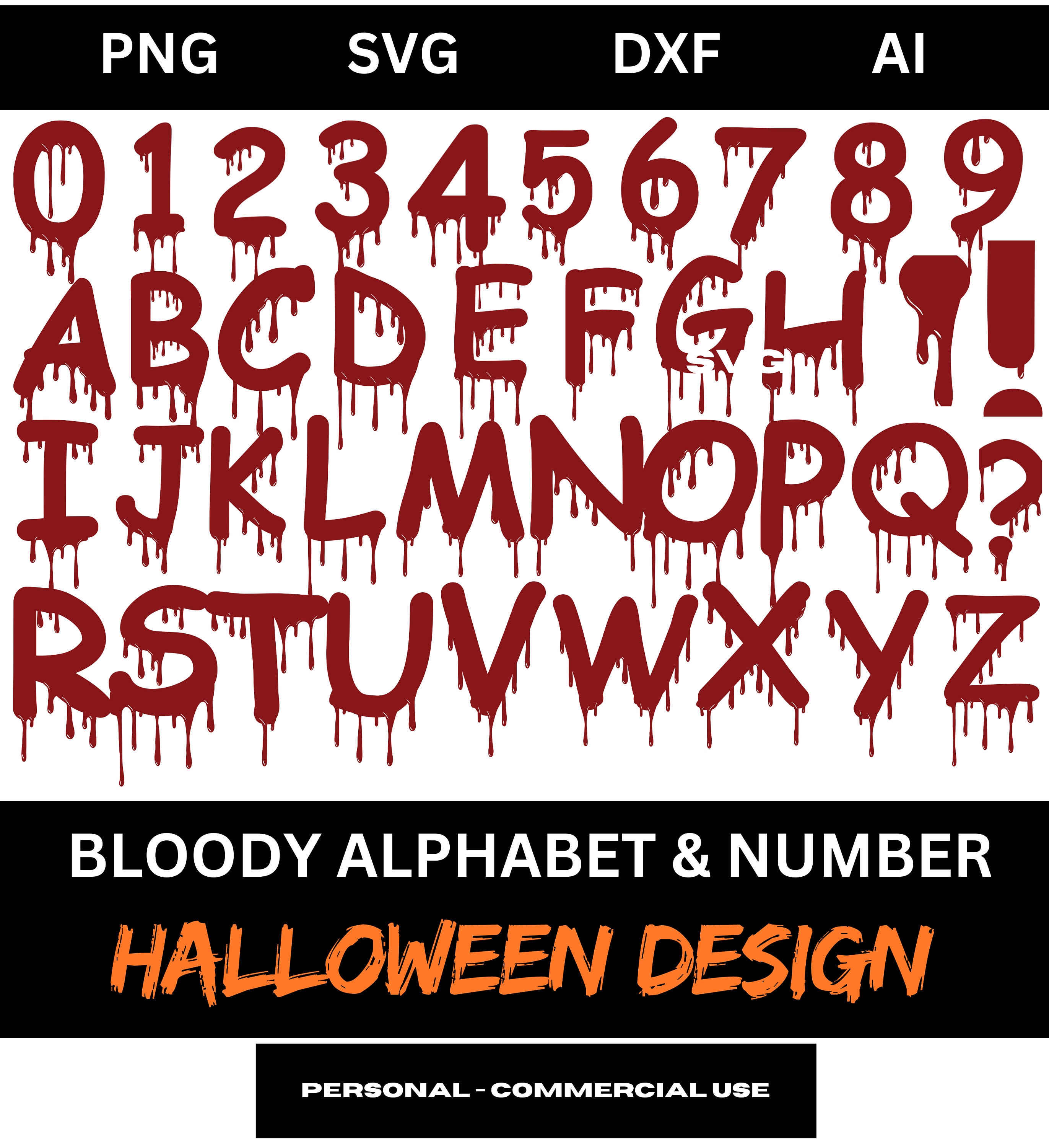 Bloody number font - Etsy 日本