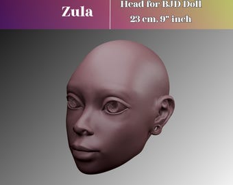 BJD Puppenkopf STL 3D Modell, 23 cm Datei