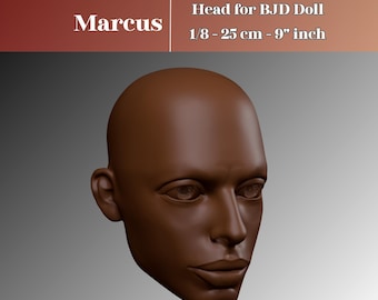 STL BJD Kopf, männliche Puppe 25 cm, 3D Modell, Maßstab 1:8