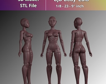 3D Modell STL, 9" Körper BJD Frau 1/8, 23cm"