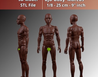 9 "BJD männlicher Körper STL 3D Modell, Maßstab 1/8 (25 cm)