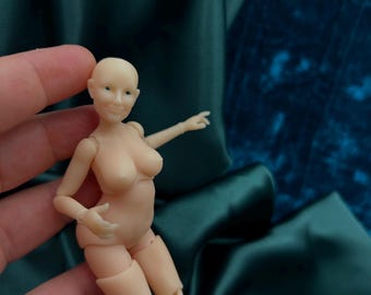 1:12 Maßstab BJD Frau Puppe 14 cm , Miniatur BJD Frau Puppe für Puppenhaus