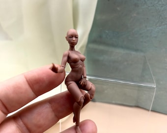 Micro BJD 1:24, BJD 7 cm (2,7 Zoll), Micro BJD Puppe für Puppenhaus 1/24, BJD Frau Puppe