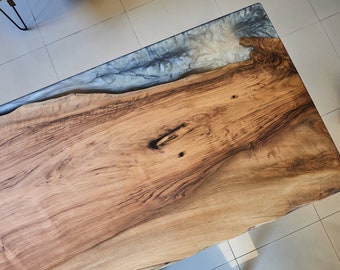 One Piece Walnut Epoxy Table