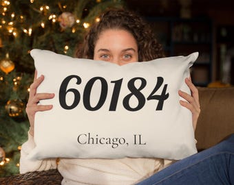 Personalized Zip Code Lumbar Pillow - Realtor, Housewarming Gift
