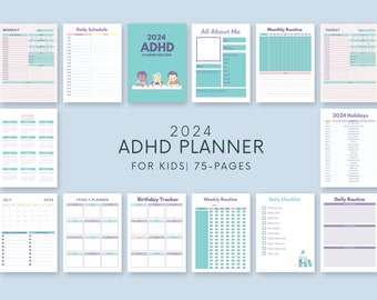 Personal Use ADHD Planner for Kids and Adults, PLR Digital Planner ADHD For Kids and Adults, 2024 Planner, Plr Kids and Adults Printable