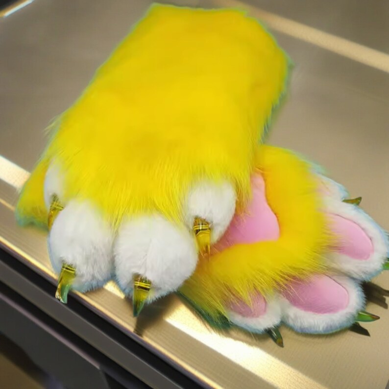 Fursuit Hand Paws With Purple Fur, Cheap Cat Gloves,custom Fursuit ...
