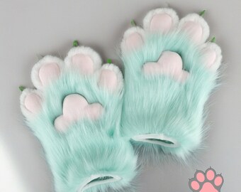 17 COLORS Fursuit Paws 4 Fingers, Cheap Cat Gloves, Custom Fursuit Gloves, Handmade Furry Hand Paws, Faux Fur Paws Gloves