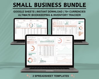 Small Business Bundle Bookkeeping Spreadsheet Inventory Tracker Accounting Google Sheets Profit and Loss Income and Expense Sales Tax