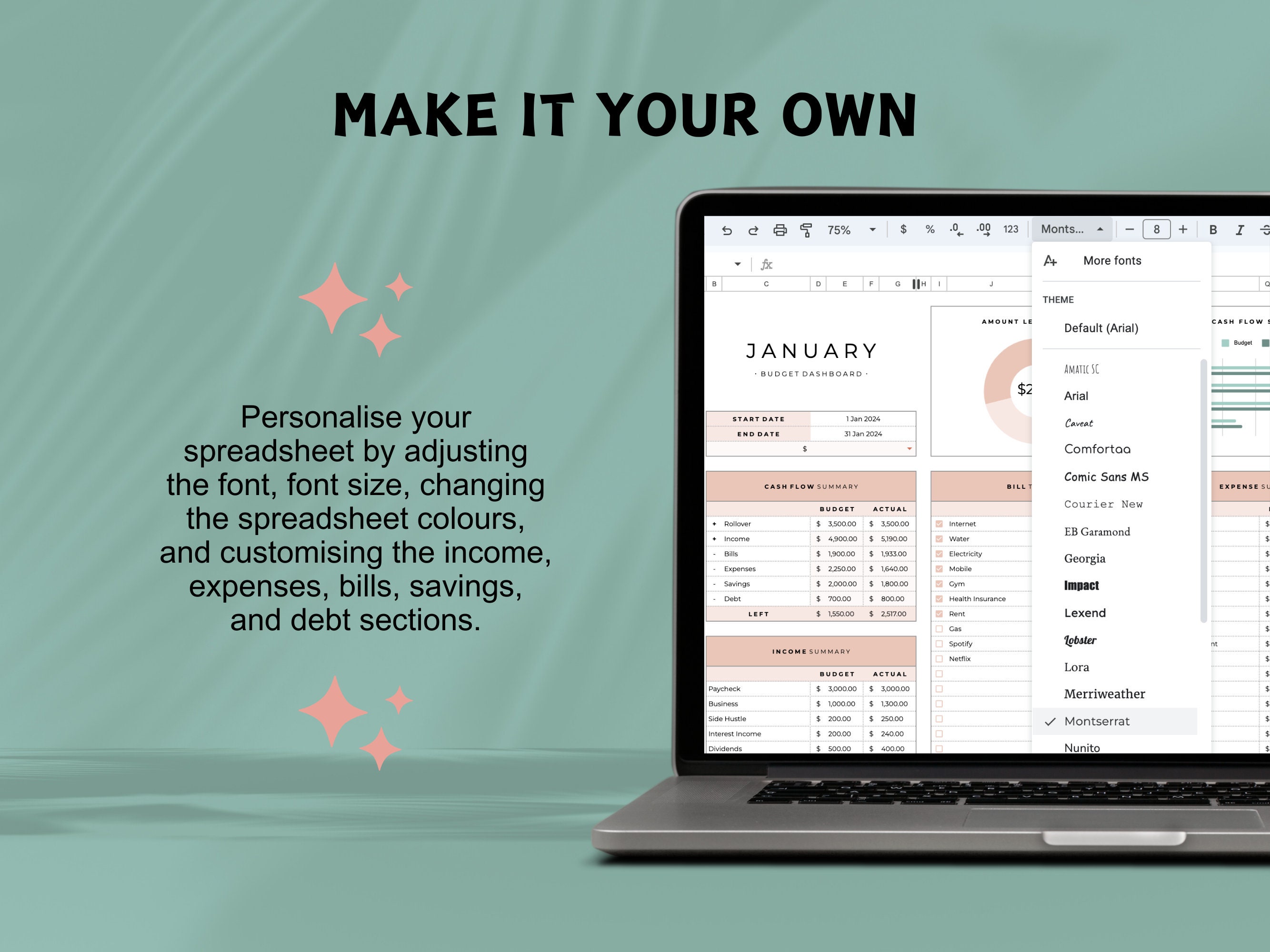 Simple Budget Planner Google Sheets Monthly Budget Spreadsheet Weekly ...