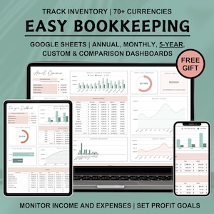 Eenvoudige boekhouding-spreadsheet Google Spreadsheets Voorraadtracker Winstverlies Uitgaventracker Boekhoudspreadsheet Boekhoudingsjabloon